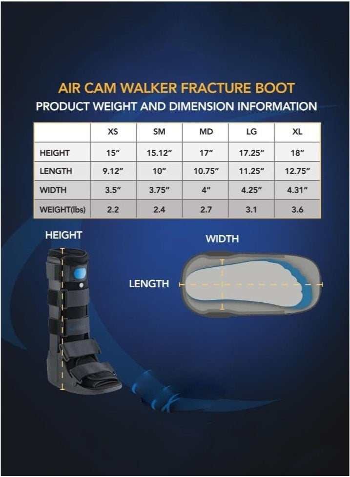 Arabest Air Walking Boot, Tall Fracture Boot, Air CAM Walker Fits Left or Right Foot, Foot Protection Walker for Broken Foot Sprained Ankle Fracture Recovery - Image 3